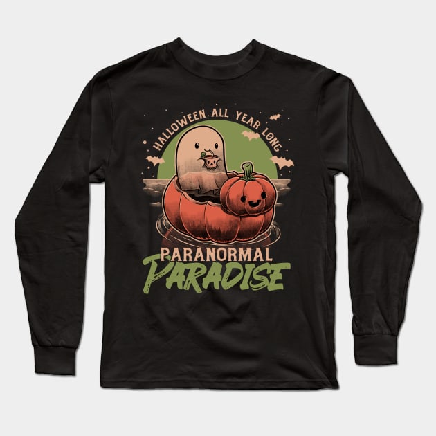 Halloween Paradise Cute Ghost - Vacation Funny Long Sleeve T-Shirt by Studio Mootant